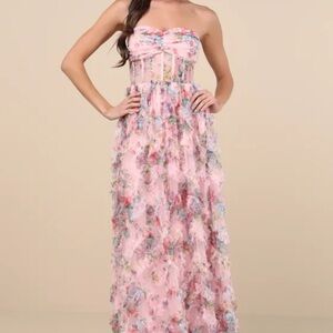 Lulus floral strapless maxi dress